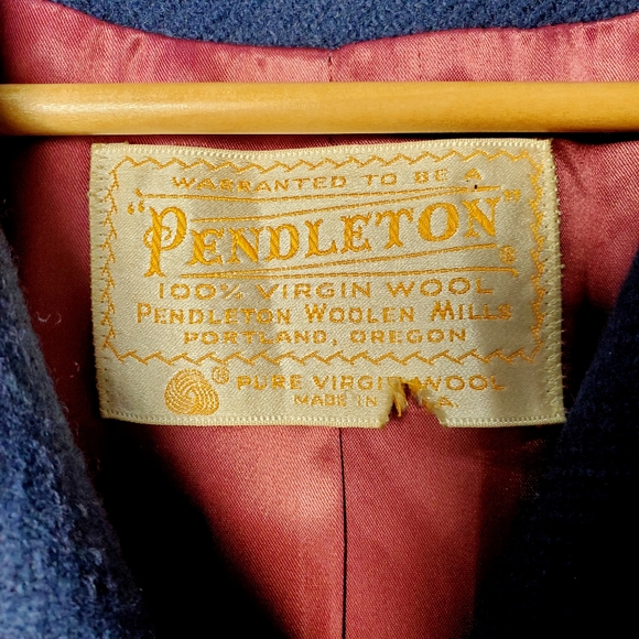 *RARE* Vintage 1970's Pendleton Navy Blue Virgin Wool Poncho Cape - Picture 6 of 8